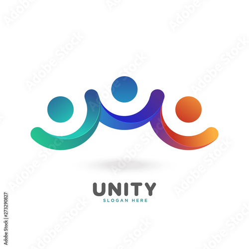 colorful smooth gradient unity, people, social logo vector template photo