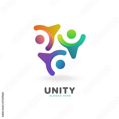 colorful smooth gradient unity, people, social logo vector template