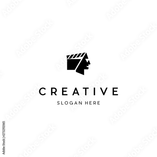 Human Movie Cinema Creative Logo Design Template, Life Cinema logo design template ,Human logo design concept ,Vector illustration, Human Creator Production Film Studio Logo