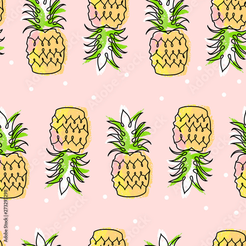 Tropical seamless pattern with cute hand drawn doodle animals