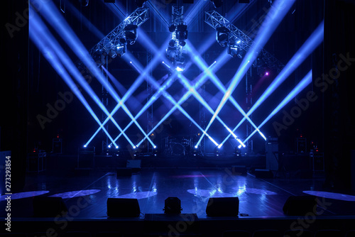 Free stage with lights, lighting devices.