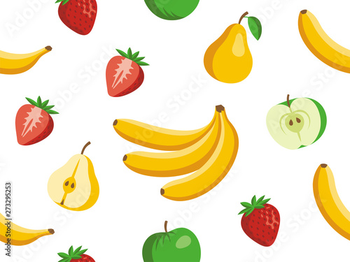 Fototapeta Naklejka Na Ścianę i Meble -  Vector illustration of fruit set. Seamless pattern.