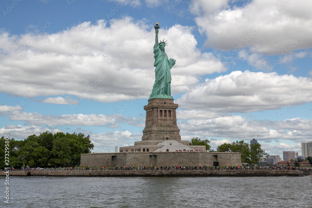 New york ,USA-June 15 ,2018:Tourist visit the Statue of liberty is American symbol have famous  in New York ,USA .
