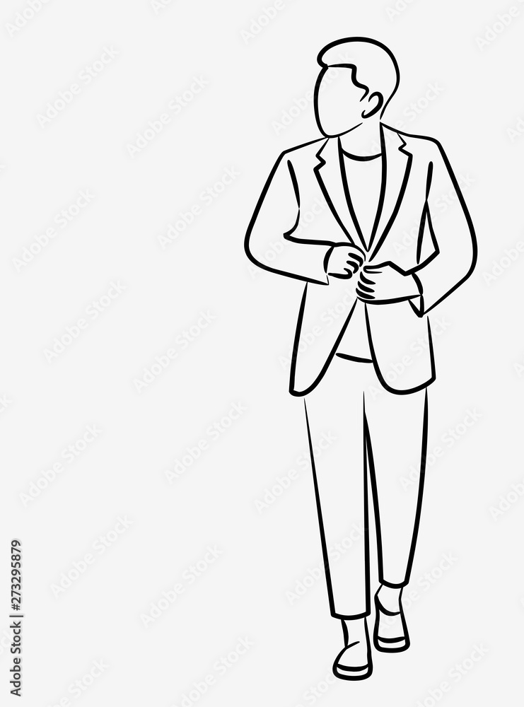 Businessman working character design, vector flat line art design. Businessman working character design, vector flat line art design.