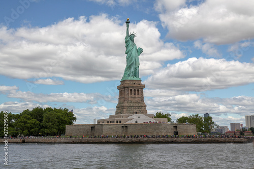 New york ,USA-June 15 ,2018:Tourist visit the Statue of liberty is American symbol have famous in New York ,USA .