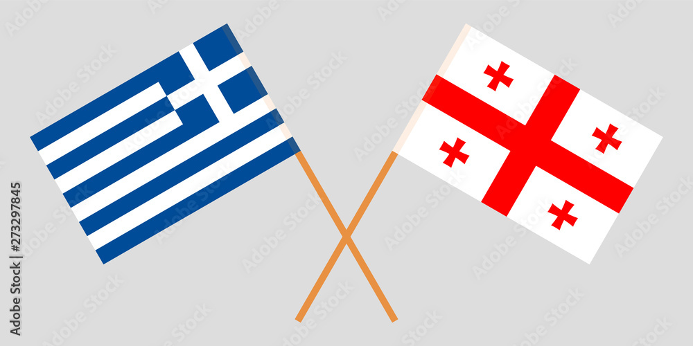 Georgia and Greece. Crossed Georgian and Greek flags