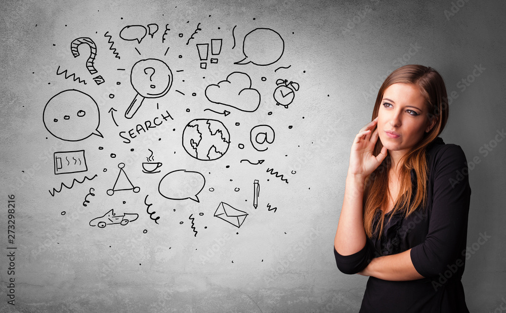 Young person thinking with office problems concept
Young person thinking with office problems concept