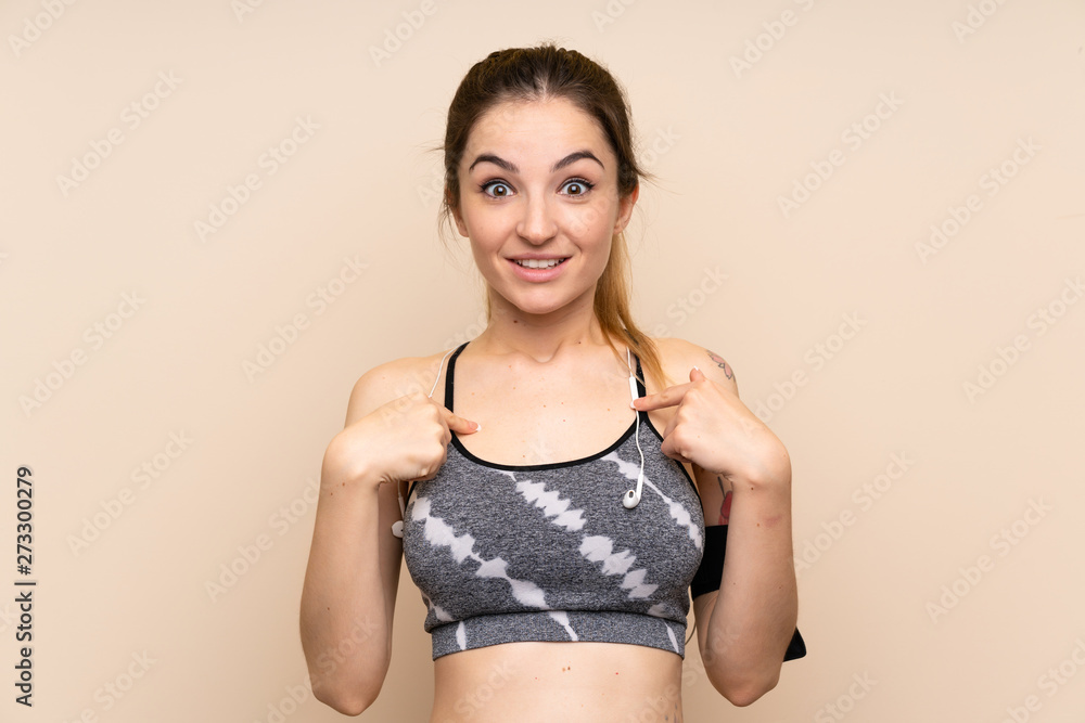 Young sport woman over isolated background with surprise facial expression Young sport woman over isolated background with surprise facial expression