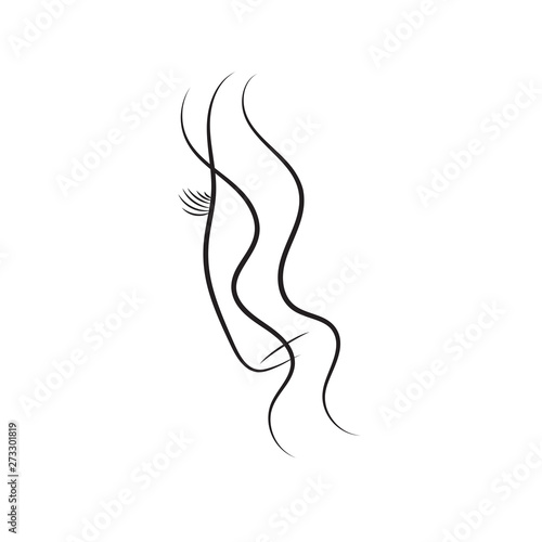 Minimalistic silhouette of womans face