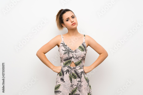 Young woman over isolated white background angry
