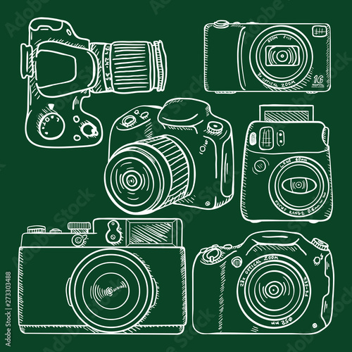 Vector Set of Chalk Sketch Cameras