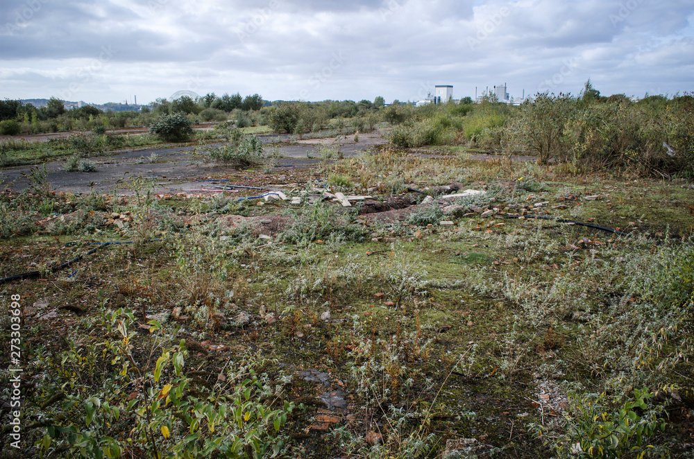 Brownfield land, site of former chemical factory recently demolished Brownfield land, site of former chemical factory recently demolished
