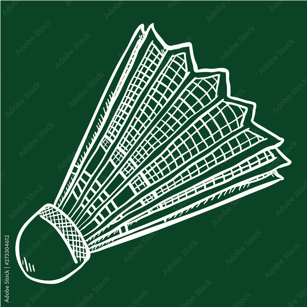 Badminton racket and shuttlecocks sketch vector Stock Vector  Adobe Stock