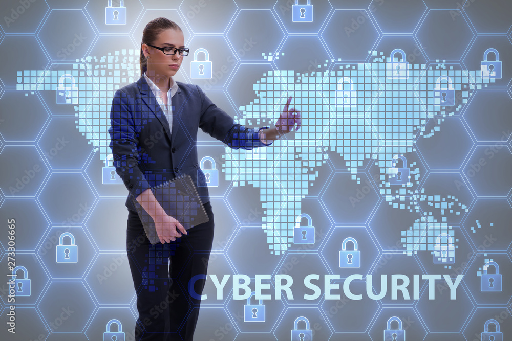 Man in digital security concept pressing button Man in digital security concept pressing button