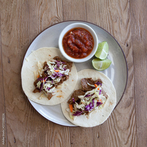 Beef Tacos with Cabbage Slaw