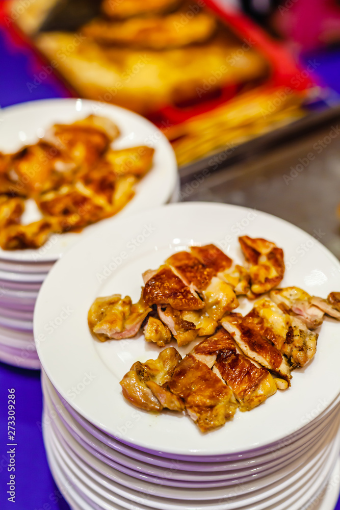 Grilled barbecue chickens Thai Food on white plate. Grilled barbecue chickens Thai Food on white plate.