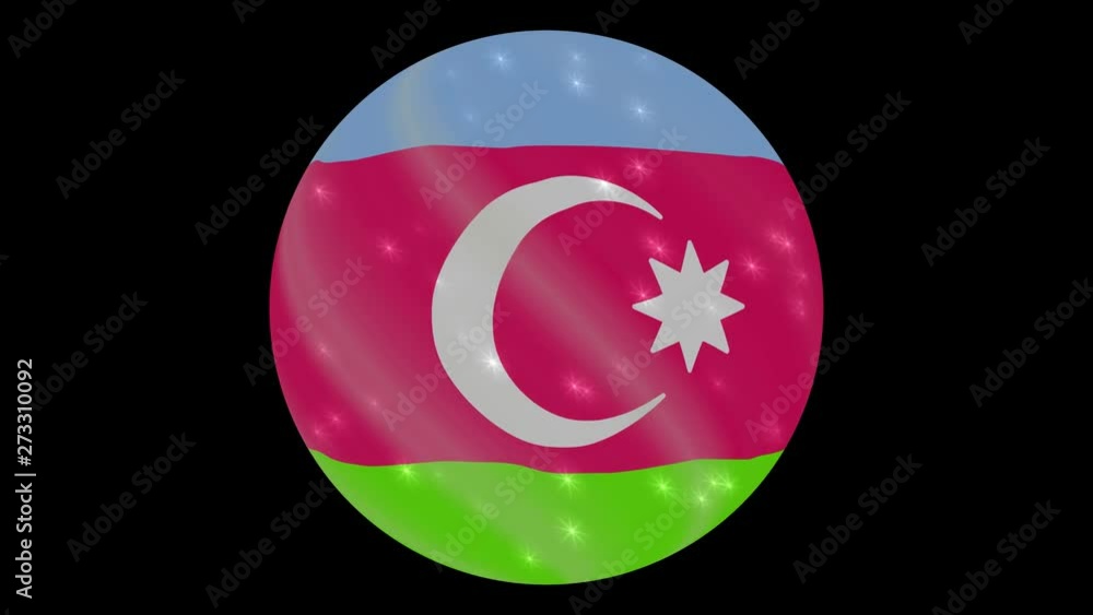 Azerbaijan flag in a round ball rotates. Flicker and shine. Animation loop Azerbaijan flag in a round ball rotates. Flicker and shine. Animation loop
