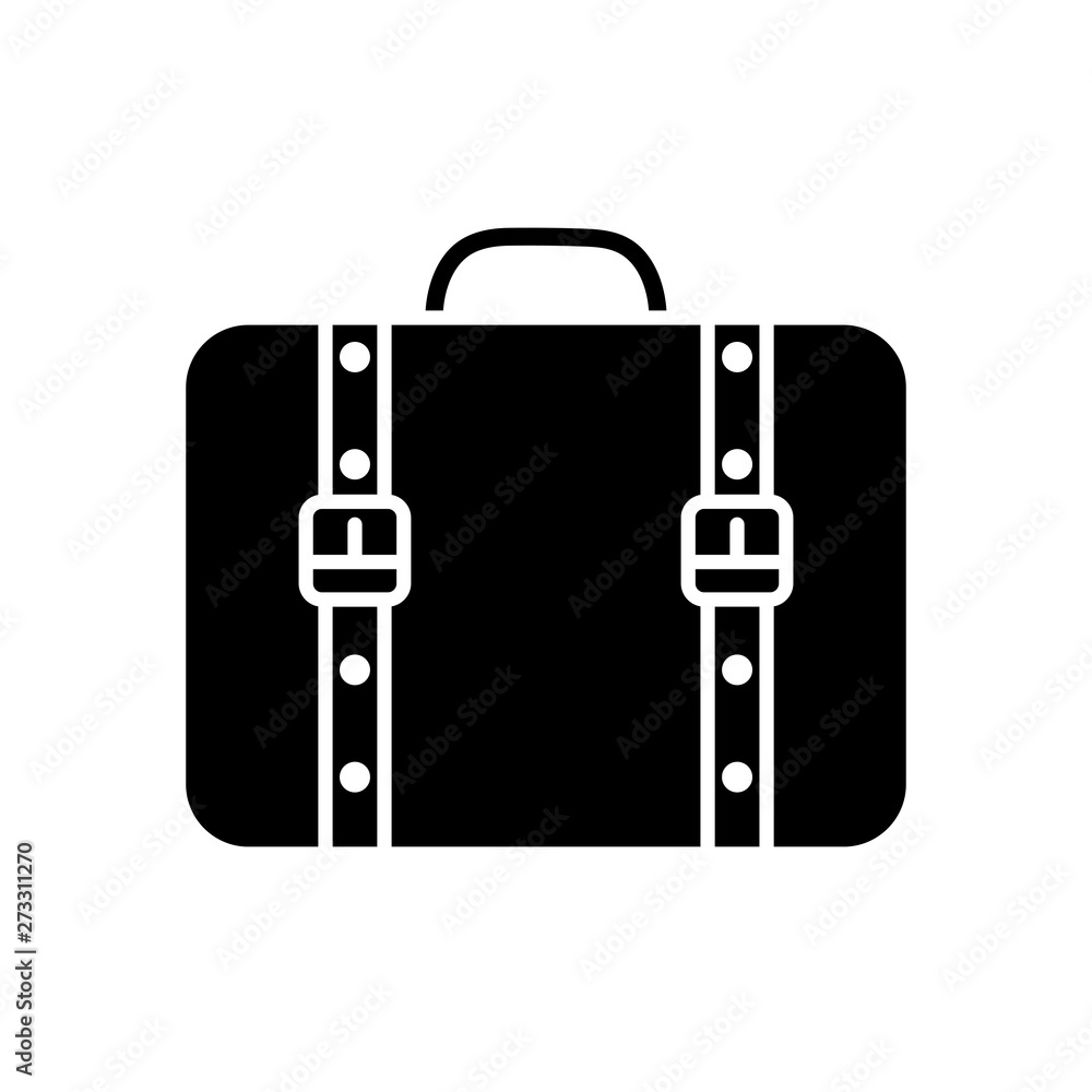 Black and white suitcase icon. Black and white suitcase icon.