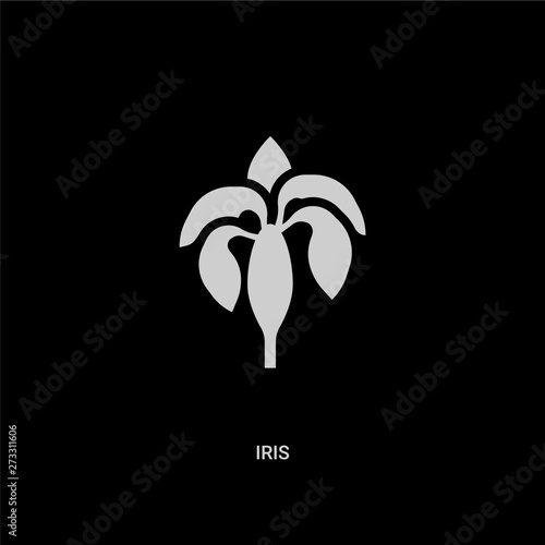 white iris vector icon on black background. modern flat iris from nature concept vector sign symbol can be use for web, mobile and logo.