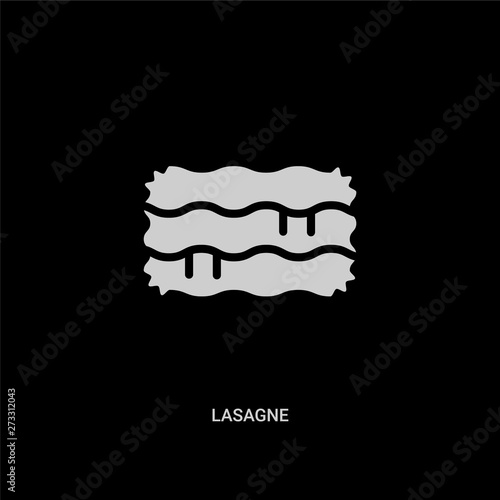 white lasagne vector icon on black background. modern flat lasagne from gastronomy concept vector sign symbol can be use for web, mobile and logo.