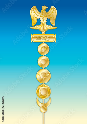 Military ensign of Roman legion, symbol of the Roman Empire, vector illustration