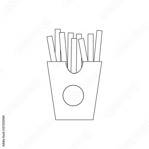 Fast Food French Fries Line Icon On White Background