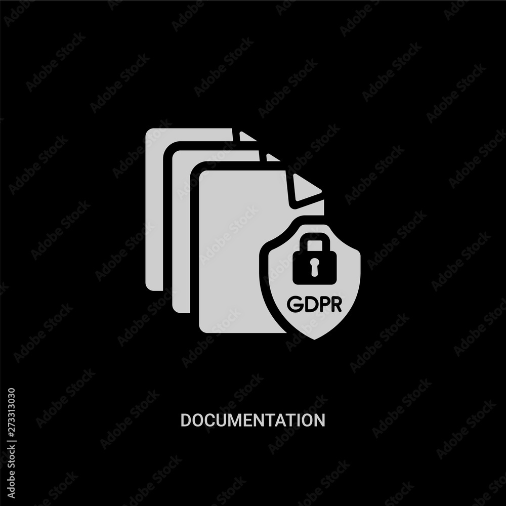white documentation vector icon on black background. modern flat documentation from gdpr concept vector sign symbol can be use for web, mobile and logo. white documentation vector icon on black background. modern flat documentation from gdpr concept vector sign symbol can be use for web, mobile and logo.