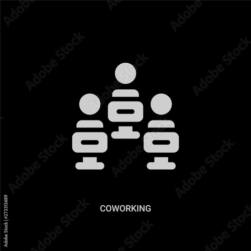 white coworking vector icon on black background. modern flat coworking from general concept vector sign symbol can be use for web, mobile and logo.