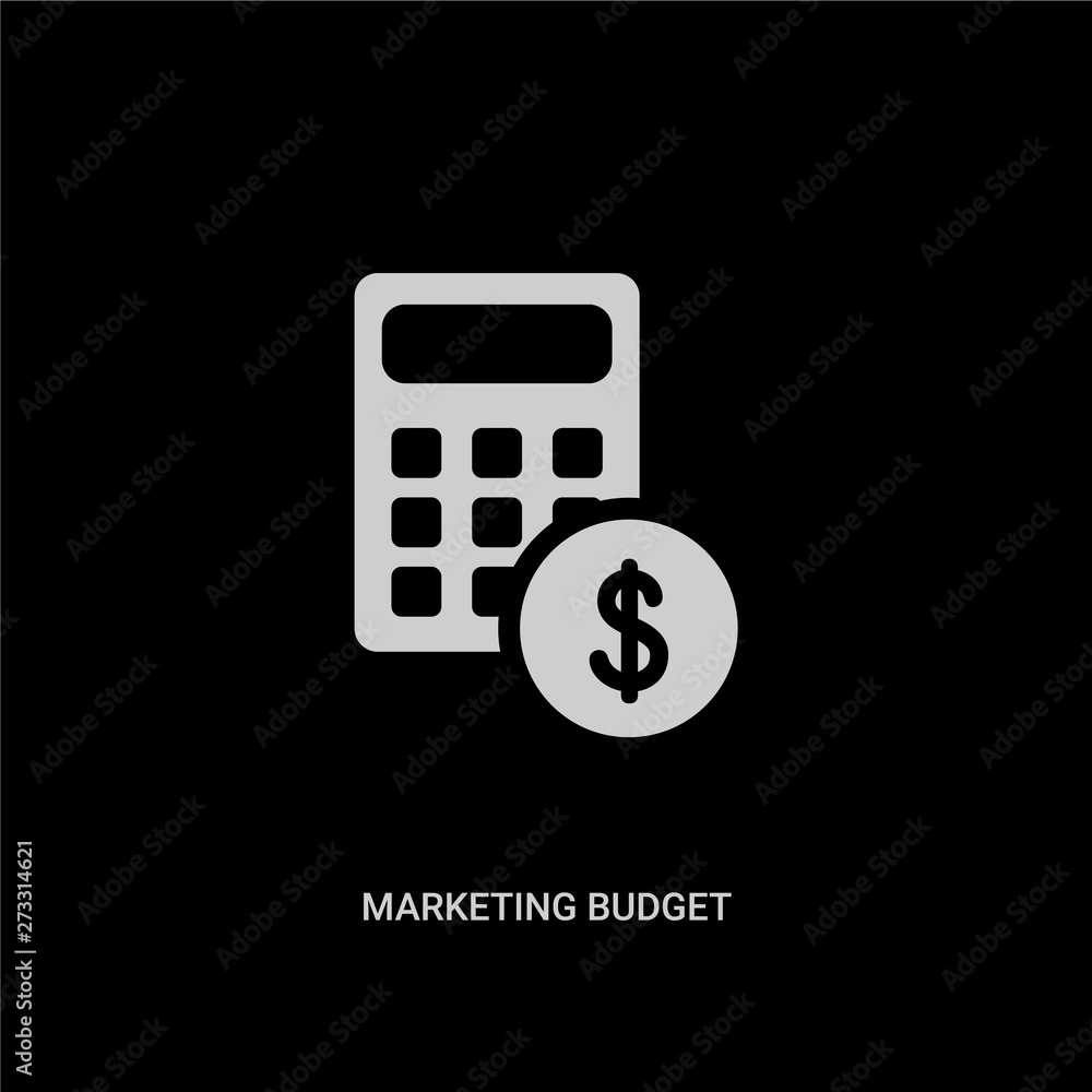 white marketing budget vector icon on black background. modern flat marketing budget from general concept vector sign symbol can be use for web, mobile and logo. white marketing budget vector icon on black background. modern flat marketing budget from general concept vector sign symbol can be use for web, mobile and logo.