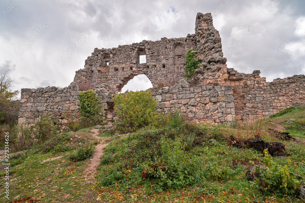 Ruins of medieval fortress in Crimea