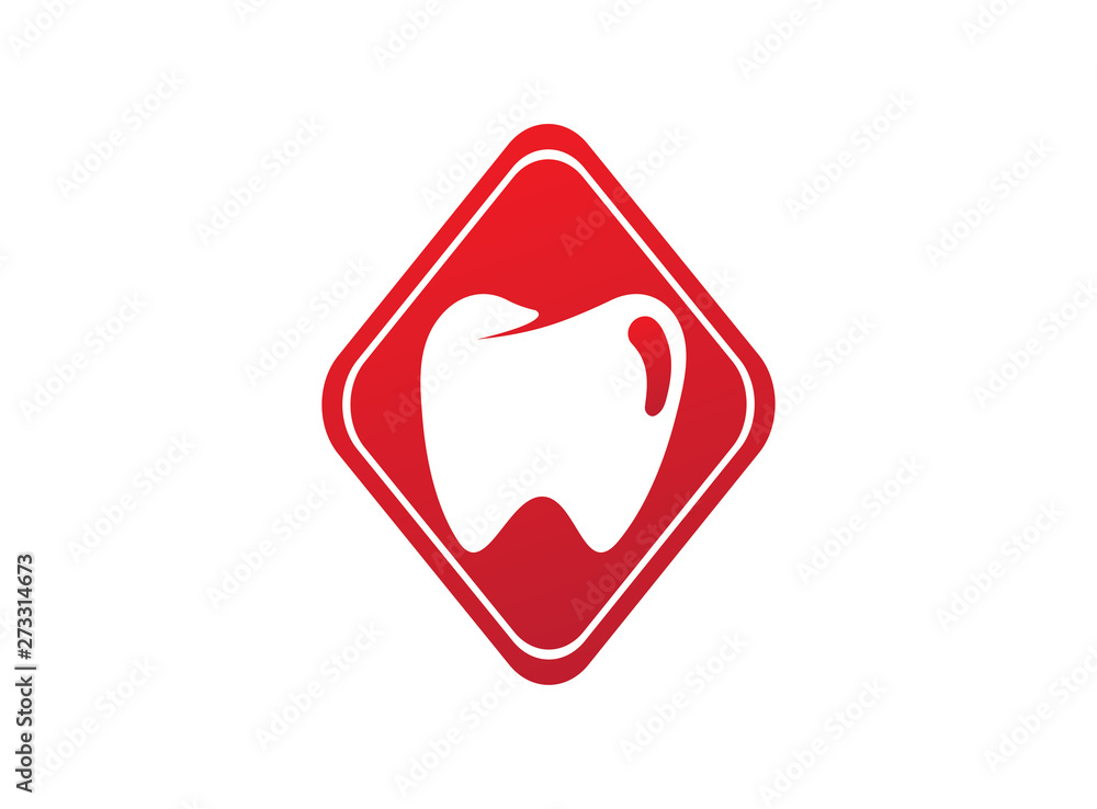 Teeth care symbol in the rhombus shape for dentist clinic logo design illustration