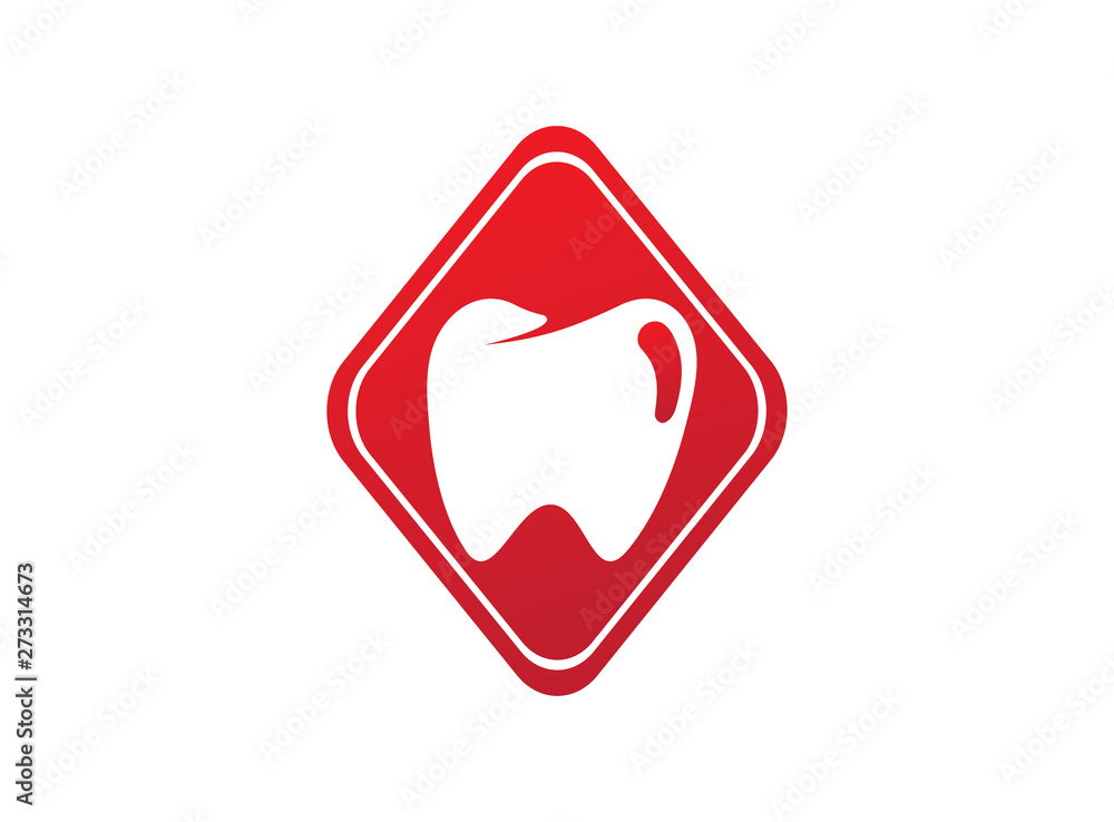 Teeth care symbol in the rhombus shape for dentist clinic logo design illustration Teeth care symbol in the rhombus shape for dentist clinic logo design illustration