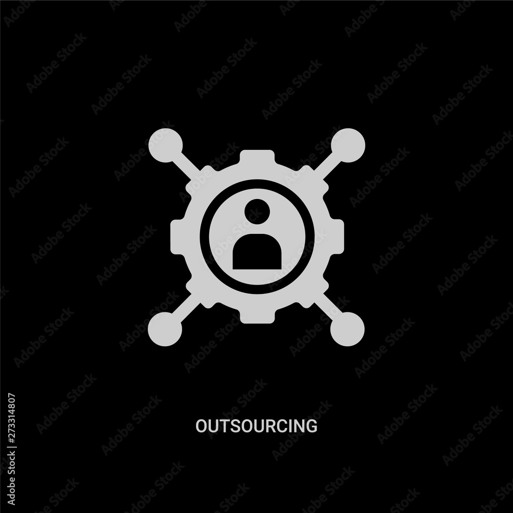 white outsourcing vector icon on black background. modern flat outsourcing from general concept vector sign symbol can be use for web, mobile and logo. white outsourcing vector icon on black background. modern flat outsourcing from general concept vector sign symbol can be use for web, mobile and logo.
