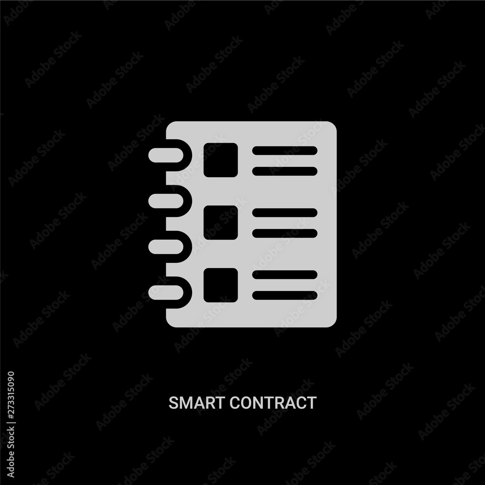 white smart contract vector icon on black background. modern flat smart contract from general concept vector sign symbol can be use for web, mobile and logo. white smart contract vector icon on black background. modern flat smart contract from general concept vector sign symbol can be use for web, mobile and logo.