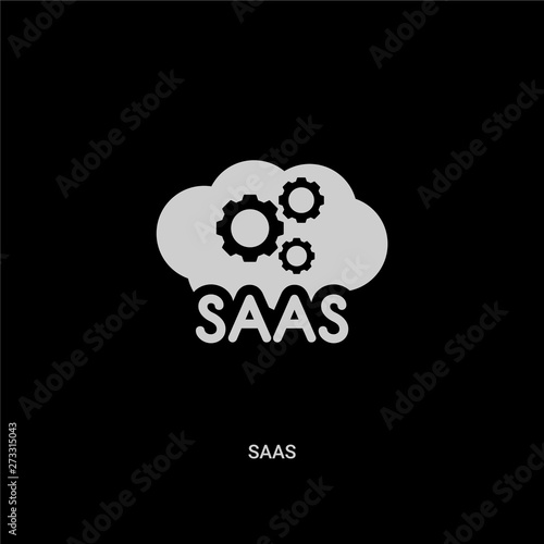 white saas vector icon on black background. modern flat saas from general concept vector sign symbol can be use for web, mobile and logo.