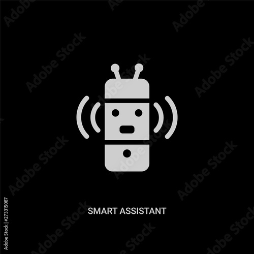 white smart assistant vector icon on black background. modern flat smart assistant from general concept vector sign symbol can be use for web, mobile and logo.