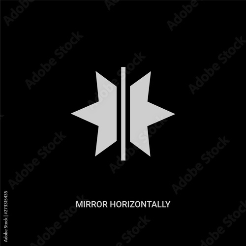 white mirror horizontally vector icon on black background. modern flat mirror horizontally from geometric figure concept vector sign symbol can be use for web, mobile and logo.