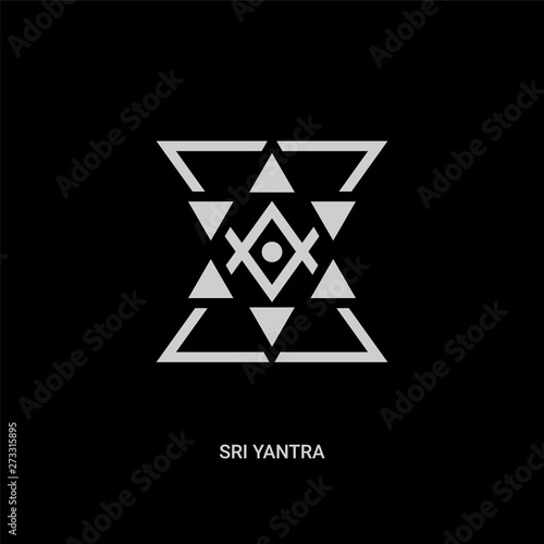 white sri yantra vector icon on black background. modern flat sri yantra from geometric figure concept vector sign symbol can be use for web, mobile and logo.