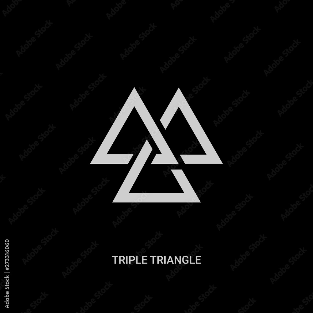 white triple triangle vector icon on black background. modern flat triple triangle from geometric figure concept vector sign symbol can be use for web, mobile and logo. white triple triangle vector icon on black background. modern flat triple triangle from geometric figure concept vector sign symbol can be use for web, mobile and logo.
