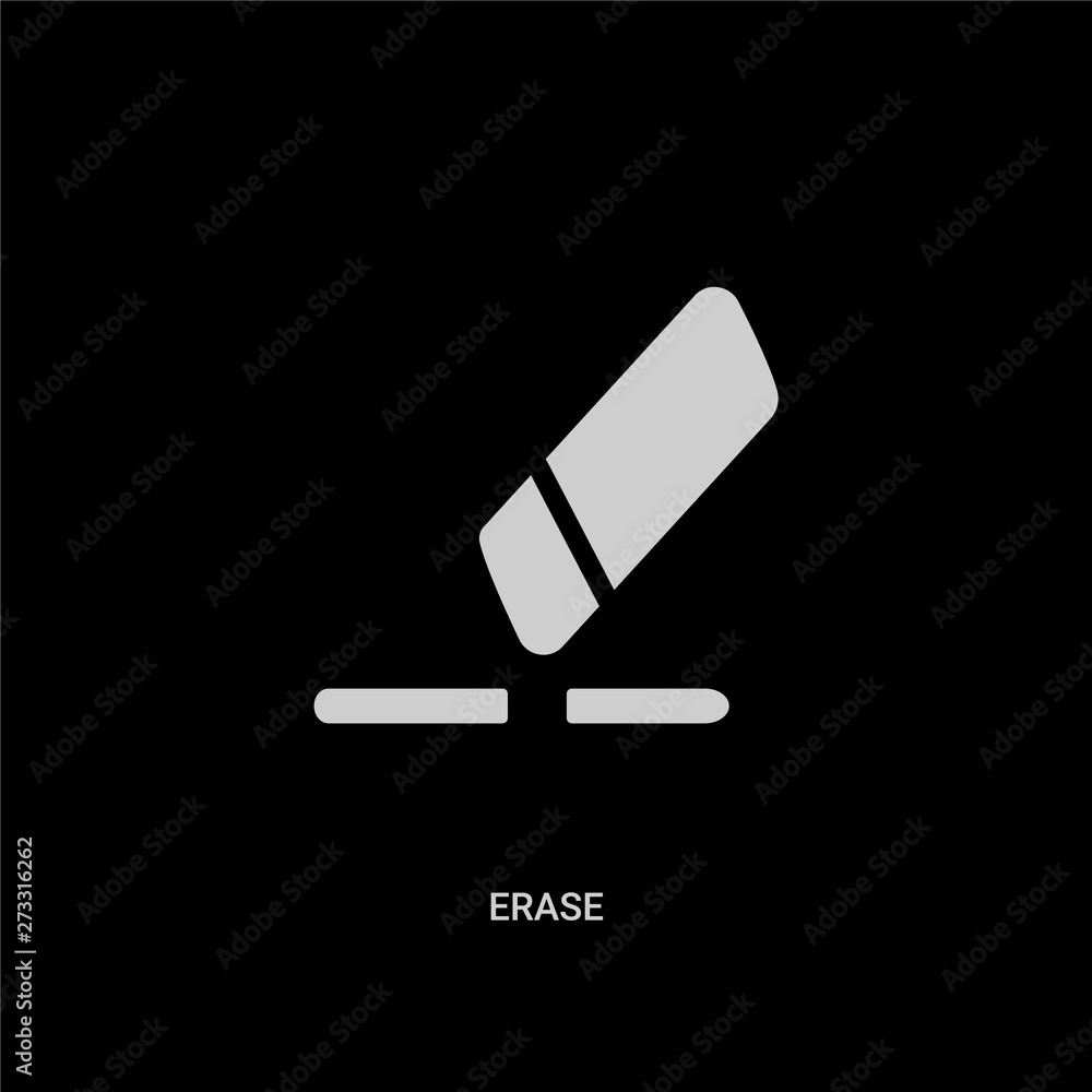 white erase vector icon on black background. modern flat erase from geometry concept vector sign symbol can be use for web, mobile and logo. white erase vector icon on black background. modern flat erase from geometry concept vector sign symbol can be use for web, mobile and logo.