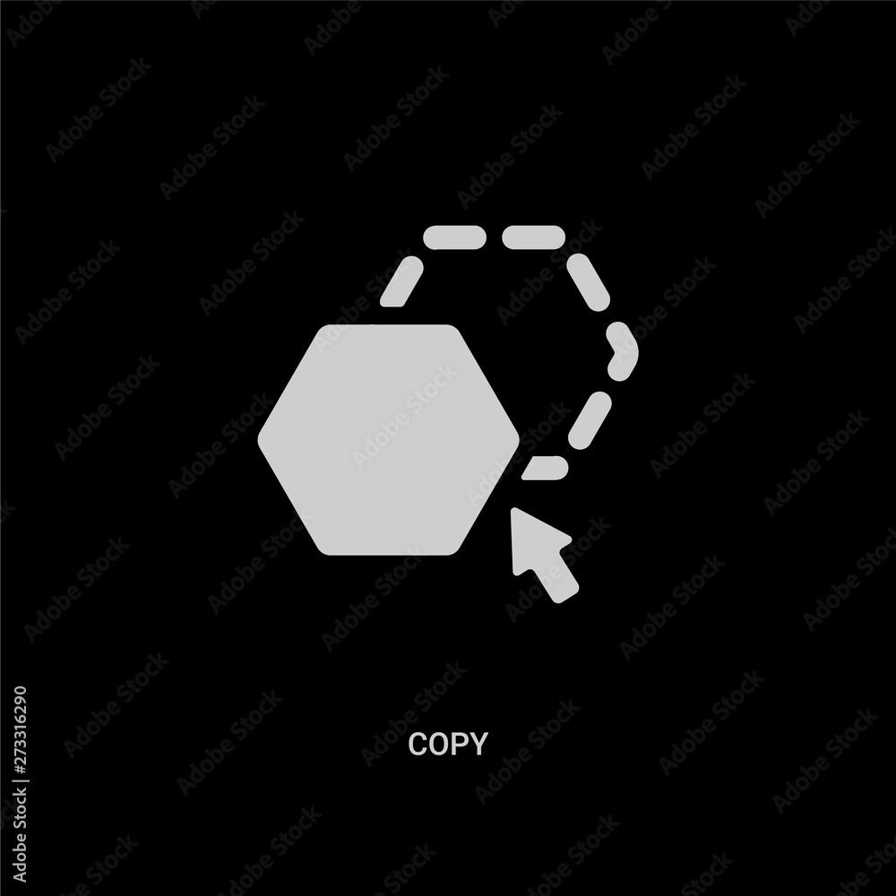 white copy vector icon on black background. modern flat copy from geometry concept vector sign symbol can be use for web, mobile and logo.