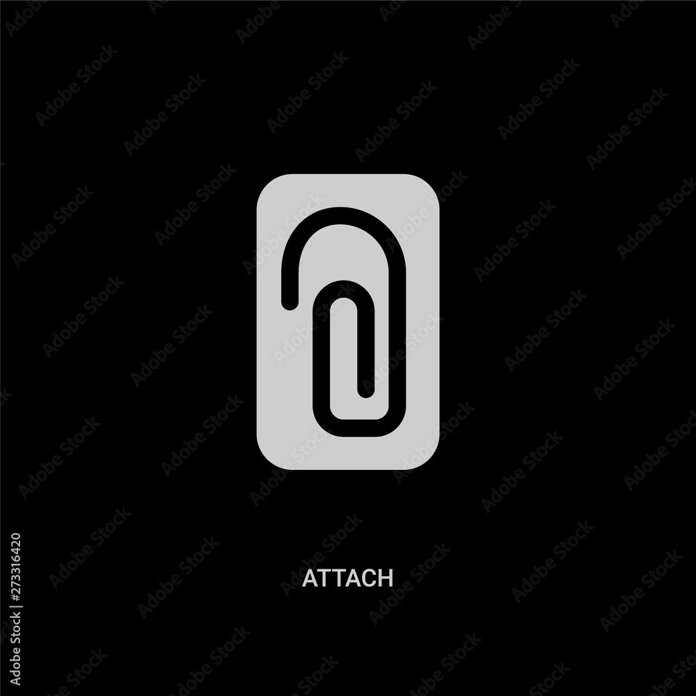 white attach vector icon on black background. modern flat attach from geometry concept vector sign symbol can be use for web, mobile and logo. white attach vector icon on black background. modern flat attach from geometry concept vector sign symbol can be use for web, mobile and logo.