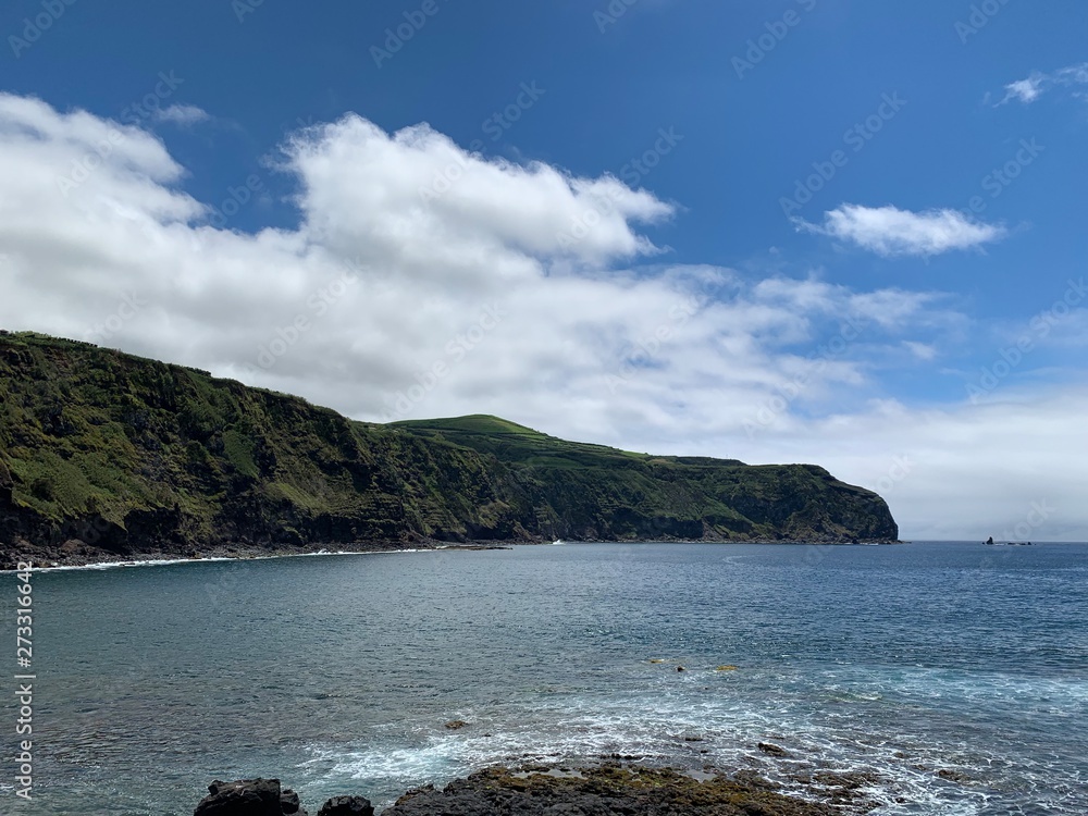 Fototapeta premium coast of mediterranean sea on São Miguel island, Azores, Portugal near Ponta De Mosteiros