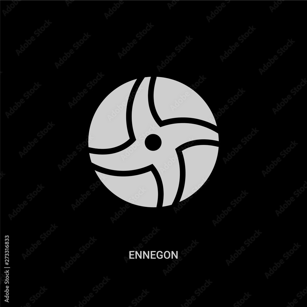 white ennegon vector icon on black background. modern flat ennegon from geometry concept vector sign symbol can be use for web, mobile and logo. white ennegon vector icon on black background. modern flat ennegon from geometry concept vector sign symbol can be use for web, mobile and logo.