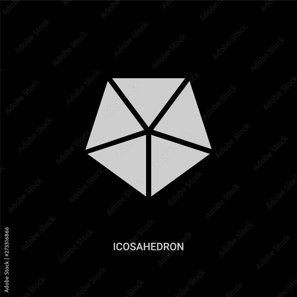white icosahedron vector icon on black background. modern flat icosahedron from geometry concept vector sign symbol can be use for web, mobile and logo. white icosahedron vector icon on black background. modern flat icosahedron from geometry concept vector sign symbol can be use for web, mobile and logo.