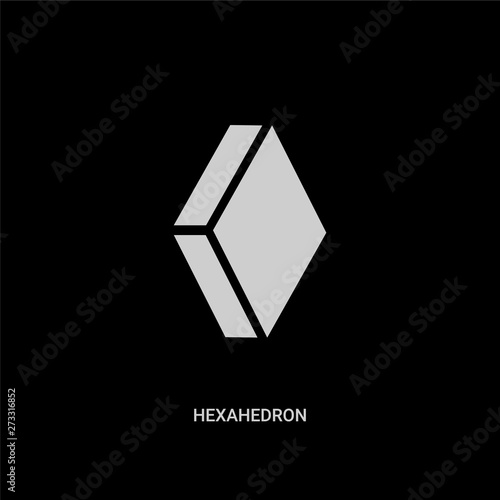 white hexahedron vector icon on black background. modern flat hexahedron from geometry concept vector sign symbol can be use for web, mobile and logo.