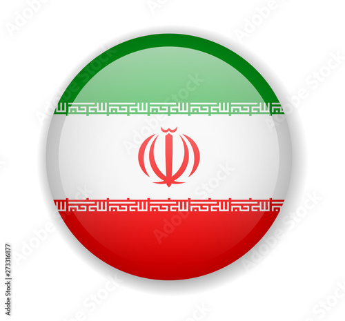 Iran flag round bright icon on a white background