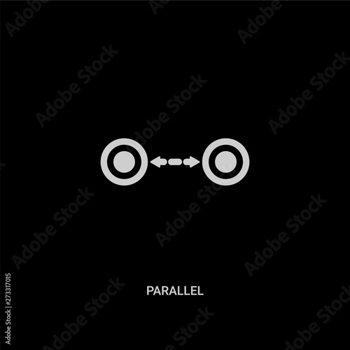white parallel vector icon on black background. modern flat parallel from geometry concept vector sign symbol can be use for web, mobile and logo.