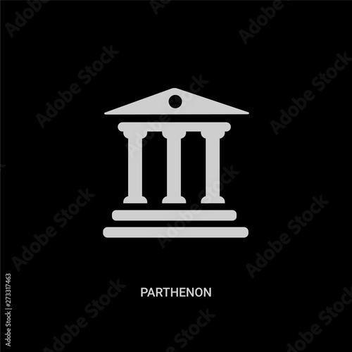 white parthenon vector icon on black background. modern flat parthenon from greece concept vector sign symbol can be use for web, mobile and logo.