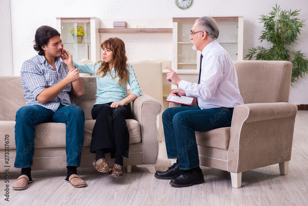 Young pair visiting experienced doctor psychologist Young pair visiting experienced doctor psychologist